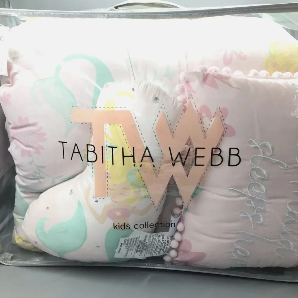 9pc Mermaid FULL Comforter Pillow SHEET Set Ocean Pink Tabitha Webb Designer